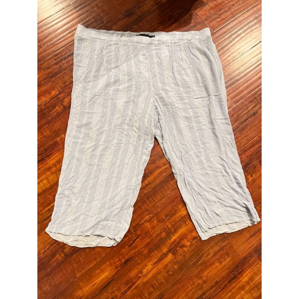 Torrid Womens Flowy Light Blue Striped Elastic Waist Pants Plus Sz 4 Beach Relax